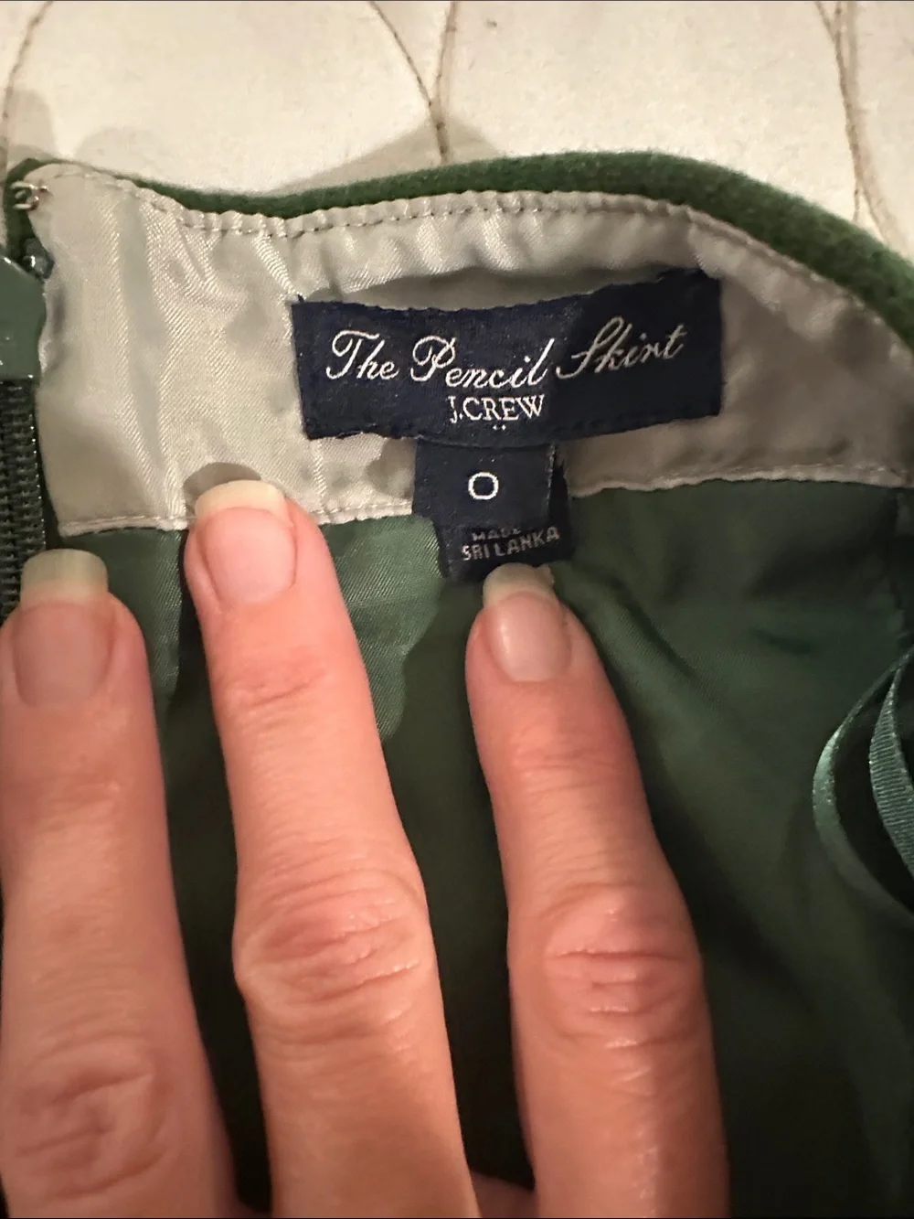 J. Crew Dark Green Mini Pencil Skirt